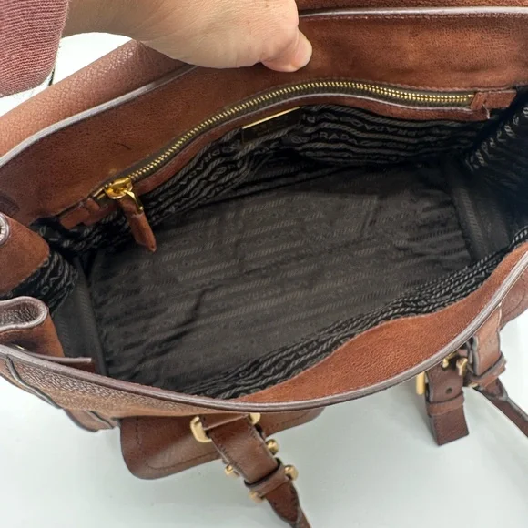 VTG Prada Brown Leather Bruciato bag